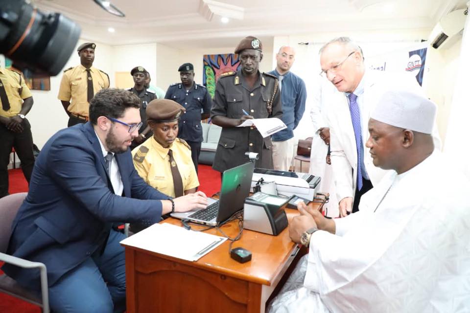 President Adama Barrow being issued his ID following the contract agreement between Semlex and Gambia Govt in September 2018