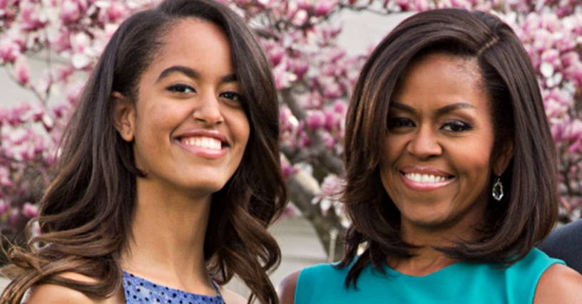 Michelle-Obama-and-Malia-Obama-in-Spring-Garden-Setting