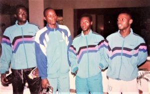Alieu Badara (second from left) with teamates