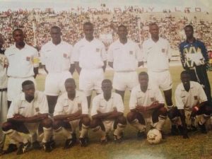 Gambia National football team in the 80's with Kargbo(2nd from left on front row)