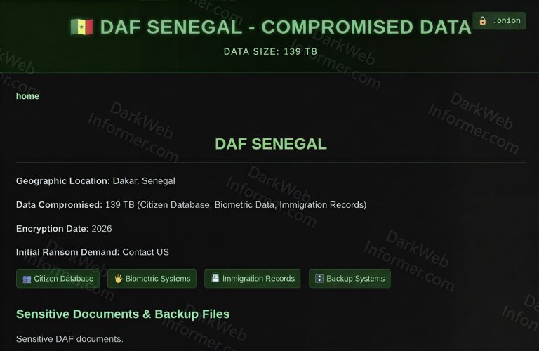 Senegal’s File Automation Directorate Hit by Cyberattack, Hackers Claim 139TB Data Breach